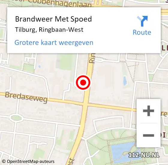 Locatie op kaart van de 112 melding: Brandweer Met Spoed Naar Tilburg, Ringbaan-West op 7 juni 2024 16:50