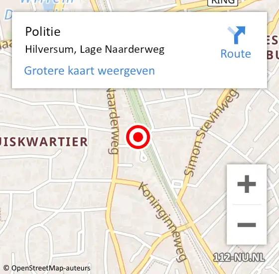 Locatie op kaart van de 112 melding: Politie Hilversum, Lage Naarderweg op 7 juni 2024 16:53