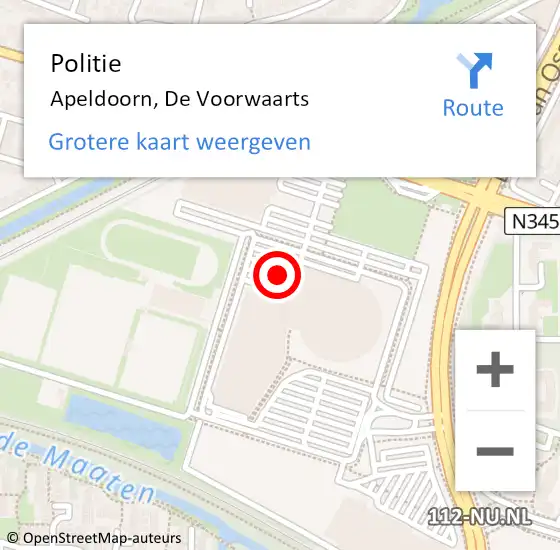 Locatie op kaart van de 112 melding: Politie Apeldoorn, De Voorwaarts op 7 juni 2024 16:54