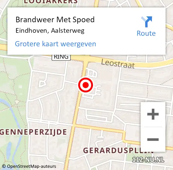 Locatie op kaart van de 112 melding: Brandweer Met Spoed Naar Eindhoven, Aalsterweg op 7 juni 2024 17:01