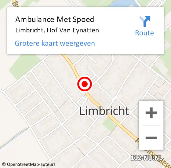 Locatie op kaart van de 112 melding: Ambulance Met Spoed Naar Limbricht, Hof Van Eynatten op 7 juni 2024 17:14