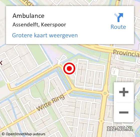 Locatie op kaart van de 112 melding: Ambulance Assendelft, Keerspoor op 7 juni 2024 17:26