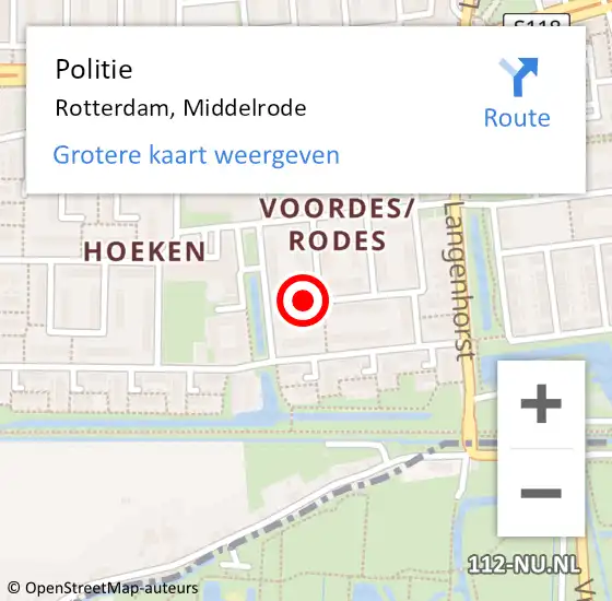 Locatie op kaart van de 112 melding: Politie Rotterdam, Middelrode op 7 juni 2024 17:29