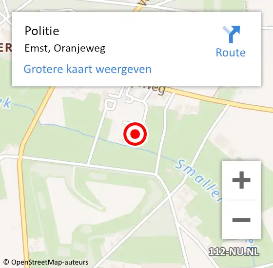 Locatie op kaart van de 112 melding: Politie Emst, Oranjeweg op 7 juni 2024 17:40