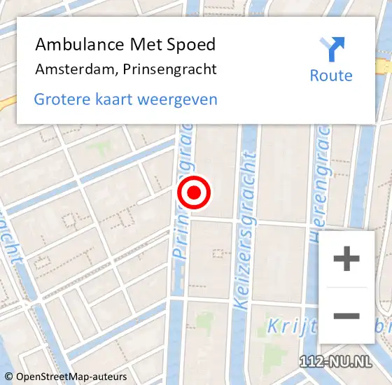 Locatie op kaart van de 112 melding: Ambulance Met Spoed Naar Amsterdam, Prinsengracht op 7 juni 2024 17:47