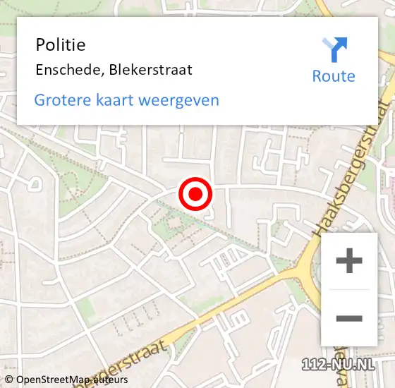 Locatie op kaart van de 112 melding: Politie Enschede, Blekerstraat op 7 juni 2024 17:50