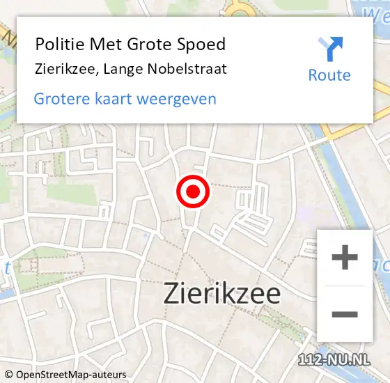 Locatie op kaart van de 112 melding: Politie Met Grote Spoed Naar Zierikzee, Lange Nobelstraat op 7 juni 2024 17:50