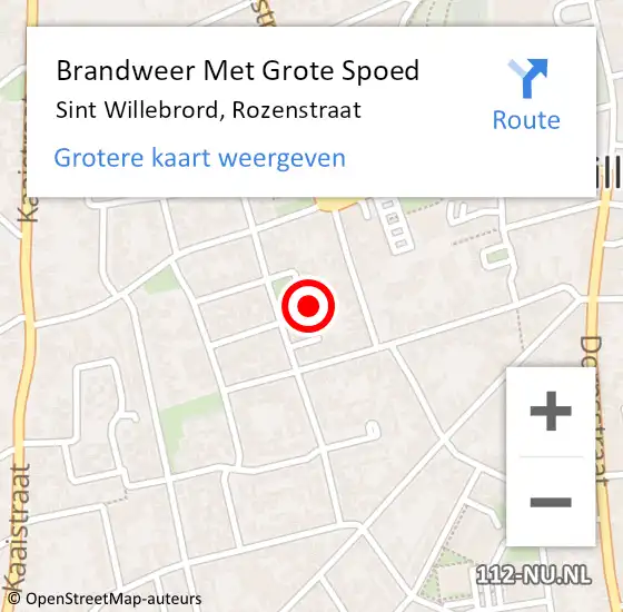 Locatie op kaart van de 112 melding: Brandweer Met Grote Spoed Naar Sint Willebrord, Rozenstraat op 7 juni 2024 17:54