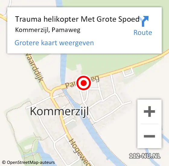 Locatie op kaart van de 112 melding: Trauma helikopter Met Grote Spoed Naar Kommerzijl, Pamaweg op 7 juni 2024 17:55