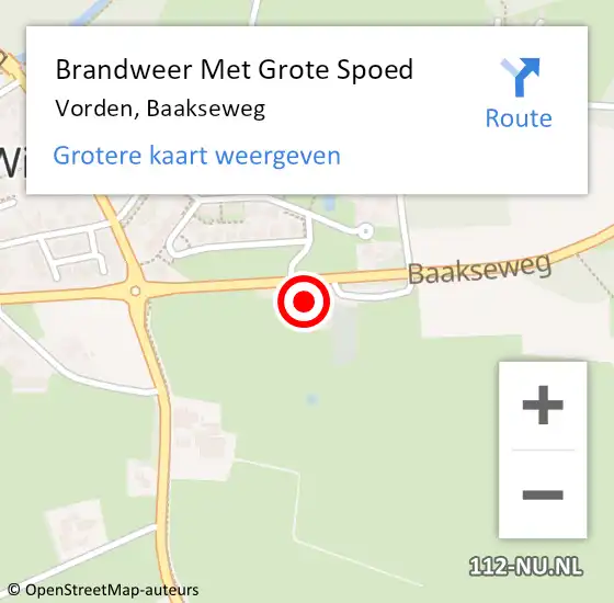 Locatie op kaart van de 112 melding: Brandweer Met Grote Spoed Naar Vorden, Baakseweg op 7 juni 2024 17:59