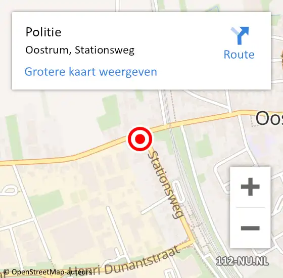 Locatie op kaart van de 112 melding: Politie Oostrum, Stationsweg op 7 juni 2024 18:05