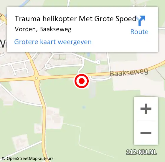 Locatie op kaart van de 112 melding: Trauma helikopter Met Grote Spoed Naar Vorden, Baakseweg op 7 juni 2024 18:12