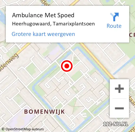 Locatie op kaart van de 112 melding: Ambulance Met Spoed Naar Heerhugowaard, Tamarixplantsoen op 7 juni 2024 18:23