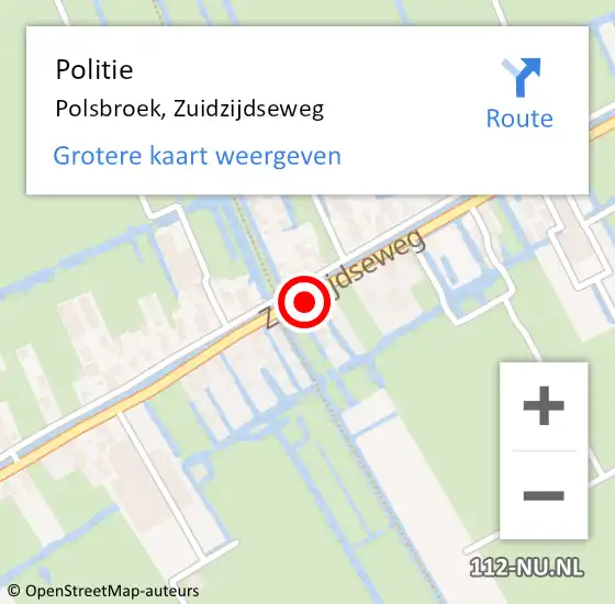 Locatie op kaart van de 112 melding: Politie Polsbroek, Zuidzijdseweg op 7 juni 2024 18:36