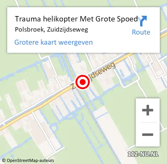 Locatie op kaart van de 112 melding: Trauma helikopter Met Grote Spoed Naar Polsbroek, Zuidzijdseweg op 7 juni 2024 18:37