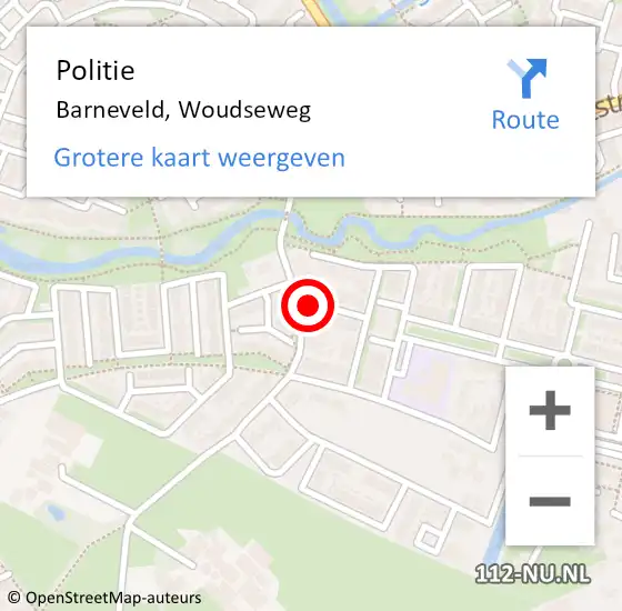 Locatie op kaart van de 112 melding: Politie Barneveld, Woudseweg op 7 juni 2024 18:45