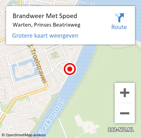 Locatie op kaart van de 112 melding: Brandweer Met Spoed Naar Akkrum, Prinses Beatrixweg op 8 oktober 2014 17:15