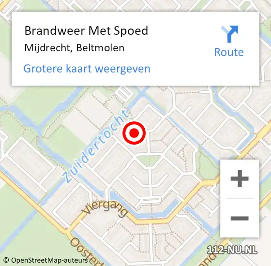 Locatie op kaart van de 112 melding: Brandweer Met Spoed Naar Mijdrecht, Beltmolen op 7 juni 2024 18:57