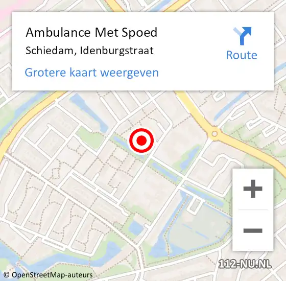 Locatie op kaart van de 112 melding: Ambulance Met Spoed Naar Schiedam, Idenburgstraat op 7 juni 2024 18:59