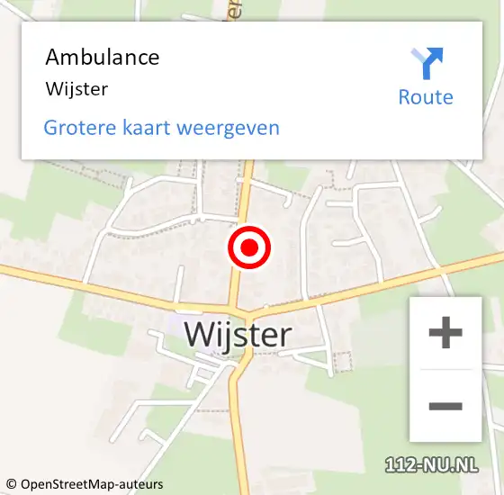 Locatie op kaart van de 112 melding: Ambulance Wijster op 7 juni 2024 19:08