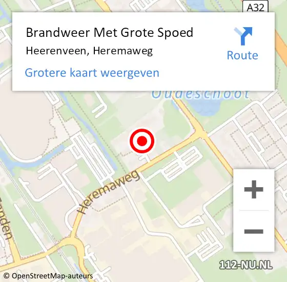 Locatie op kaart van de 112 melding: Brandweer Met Grote Spoed Naar Heerenveen, Heremaweg op 7 juni 2024 19:13