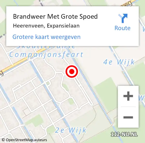 Locatie op kaart van de 112 melding: Brandweer Met Grote Spoed Naar Heerenveen, Expansielaan op 7 juni 2024 19:19