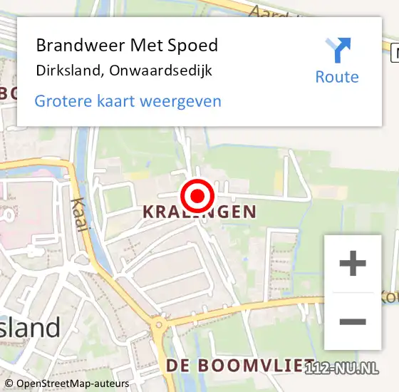 Locatie op kaart van de 112 melding: Brandweer Met Spoed Naar Dirksland, Onwaardsedijk op 8 oktober 2014 17:18