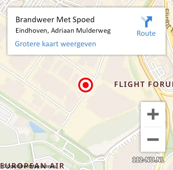 Locatie op kaart van de 112 melding: Brandweer Met Spoed Naar Eindhoven, Adriaan Mulderweg op 7 juni 2024 19:24