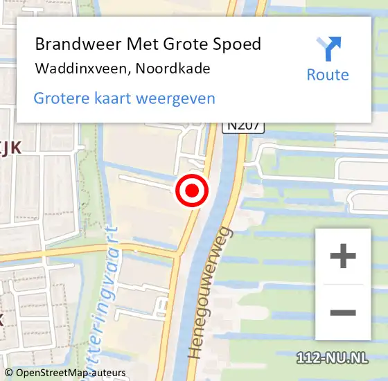 Locatie op kaart van de 112 melding: Brandweer Met Grote Spoed Naar Waddinxveen, Noordkade op 7 juni 2024 19:30