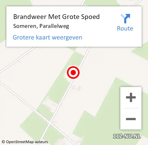 Locatie op kaart van de 112 melding: Brandweer Met Grote Spoed Naar Someren, Parallelweg op 7 juni 2024 19:53