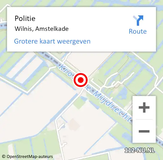 Locatie op kaart van de 112 melding: Politie Wilnis, Amstelkade op 7 juni 2024 19:55