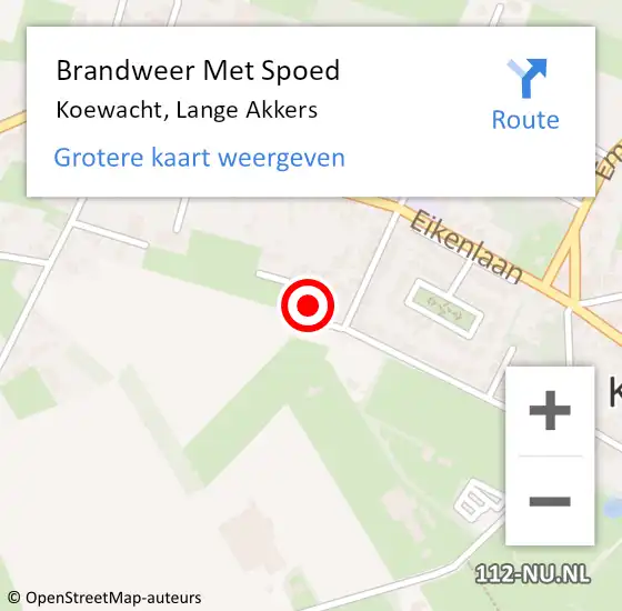 Locatie op kaart van de 112 melding: Brandweer Met Spoed Naar Koewacht, Lange Akkers op 7 juni 2024 19:56