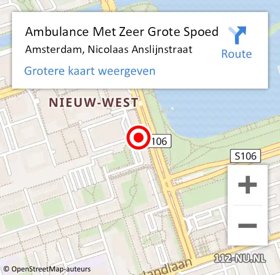 Locatie op kaart van de 112 melding: Ambulance Met Zeer Grote Spoed Naar Amsterdam, Nicolaas Anslijnstraat op 7 juni 2024 20:01