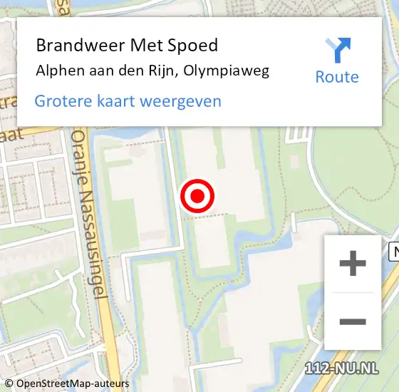 Locatie op kaart van de 112 melding: Brandweer Met Spoed Naar Alphen aan den Rijn, Olympiaweg op 7 juni 2024 20:29