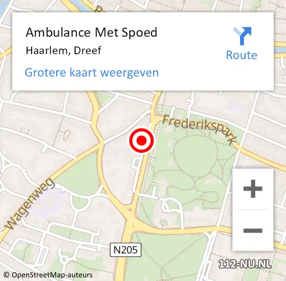 Locatie op kaart van de 112 melding: Ambulance Met Spoed Naar Haarlem, Dreef op 7 juni 2024 20:39