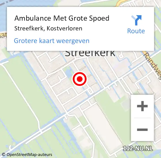 Locatie op kaart van de 112 melding: Ambulance Met Grote Spoed Naar Streefkerk, Kostverloren op 7 juni 2024 20:45