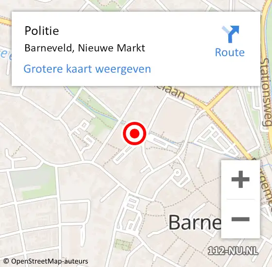 Locatie op kaart van de 112 melding: Politie Barneveld, Nieuwe Markt op 7 juni 2024 20:49