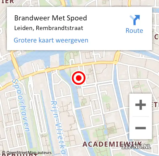 Locatie op kaart van de 112 melding: Brandweer Met Spoed Naar Leiden, Rembrandtstraat op 7 juni 2024 20:50