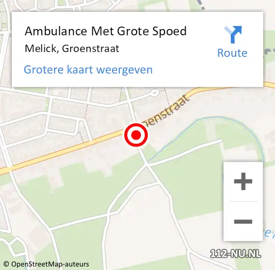 Locatie op kaart van de 112 melding: Ambulance Met Grote Spoed Naar Melick, Groenstraat op 7 juni 2024 20:52