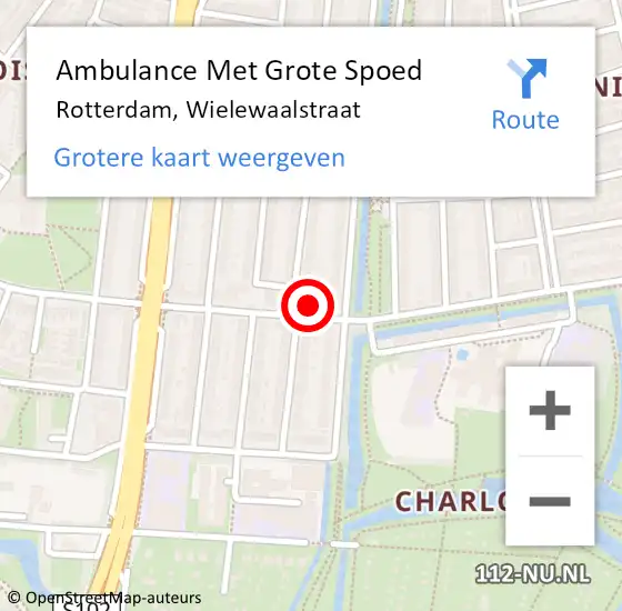 Locatie op kaart van de 112 melding: Ambulance Met Grote Spoed Naar Rotterdam, Wielewaalstraat op 7 juni 2024 20:58