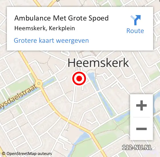 Locatie op kaart van de 112 melding: Ambulance Met Grote Spoed Naar Heemskerk, Kerkplein op 7 juni 2024 21:03