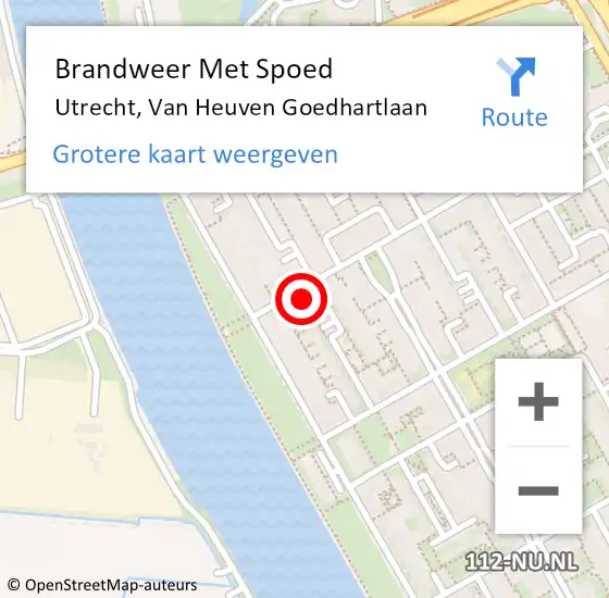 Locatie op kaart van de 112 melding: Brandweer Met Spoed Naar Utrecht, Van Heuven Goedhartlaan op 7 juni 2024 21:18