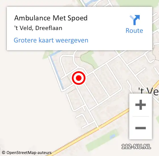 Locatie op kaart van de 112 melding: Ambulance Met Spoed Naar 't Veld, Dreeflaan op 7 juni 2024 21:22