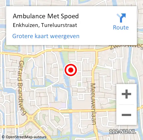 Locatie op kaart van de 112 melding: Ambulance Met Spoed Naar Enkhuizen, Tureluurstraat op 7 juni 2024 21:28