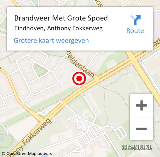 Locatie op kaart van de 112 melding: Brandweer Met Grote Spoed Naar Eindhoven, Anthony Fokkerweg op 7 juni 2024 21:37