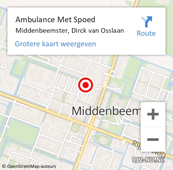 Locatie op kaart van de 112 melding: Ambulance Met Spoed Naar Middenbeemster, Dirck van Osslaan op 7 juni 2024 21:57