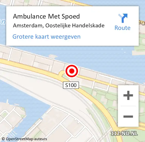 Locatie op kaart van de 112 melding: Ambulance Met Spoed Naar Amsterdam, Oostelijke Handelskade op 7 juni 2024 22:22