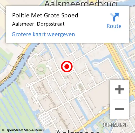 Locatie op kaart van de 112 melding: Politie Met Grote Spoed Naar Aalsmeer, Dorpsstraat op 7 juni 2024 22:30