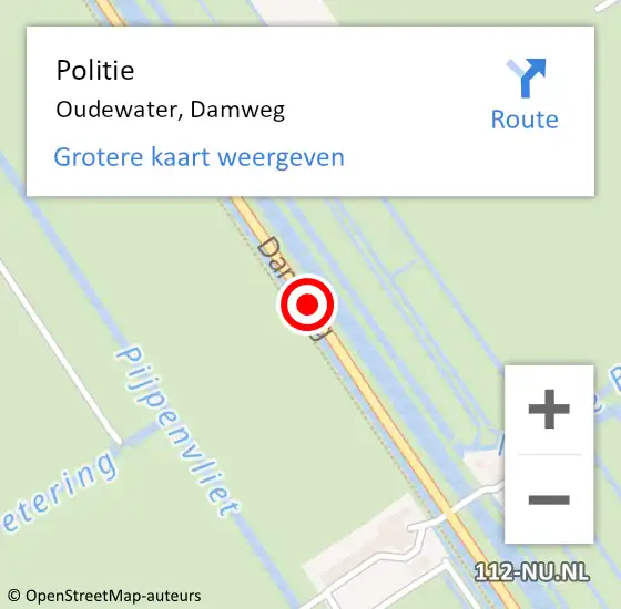 Locatie op kaart van de 112 melding: Politie Oudewater, Damweg op 8 oktober 2014 17:35