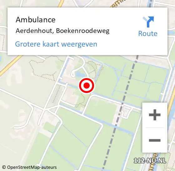 Locatie op kaart van de 112 melding: Ambulance Aerdenhout, Boekenroodeweg op 7 juni 2024 23:05